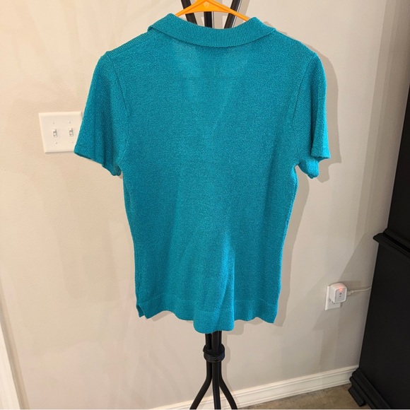 Carolyn Taylor Turquoise Button Down Shirt Grannycore Cottagecore - Picture 7 of 9